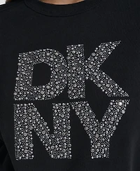 Dkny Jeans Women's Rhinestone Crew Neck Sweatshirt