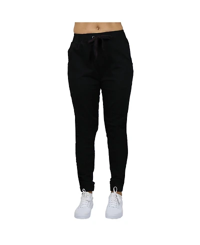 Galaxy By Harvic Women's Loose Fit Basic Stretch Twill Joggers