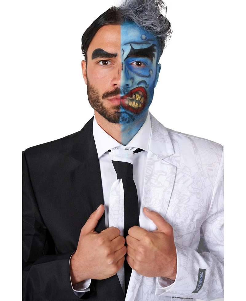 Suitmeister Men's Halloween Costume - Official Two Face Dc Characters Slim Fit Suit Black and White