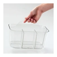 mDesign Small Plastic Storage Caddy Tote for Desktop Office Supplies - Clear, Usa Made