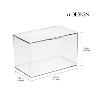 mDesign Plastic Bath Stacking Storage Organizer Box, Hinged Lid, 4 Pack, Clear, Usa Made