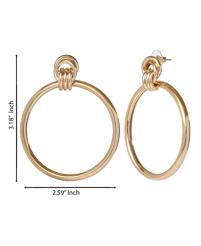 Jessica Simpson Oversized Gold Circle Drop Earrings