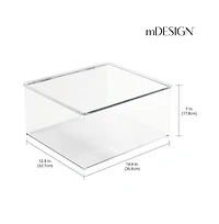 mDesign Plastic Stackable Playroom/Game Box with Hinged Lid, Set of 6, Clear