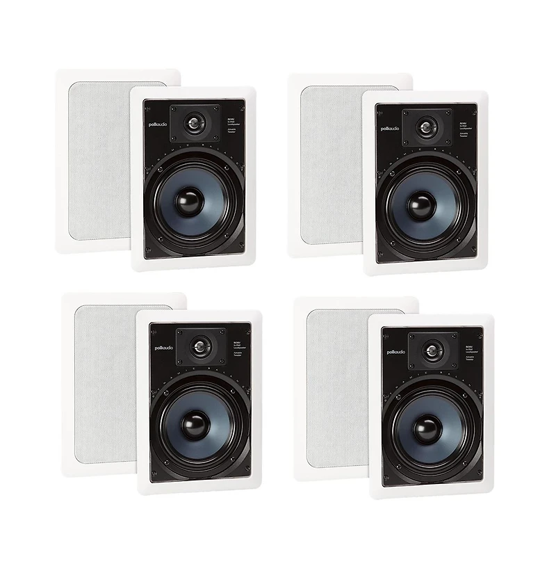 Polk Audio RC65i 2 Way In Wall Speakers - 4 Pack (White)