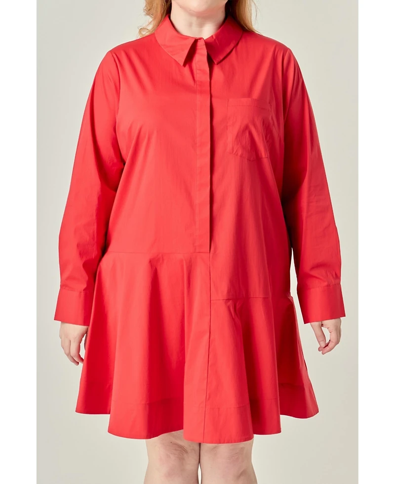 English Factory Women's Collar Flare Skirt Dress