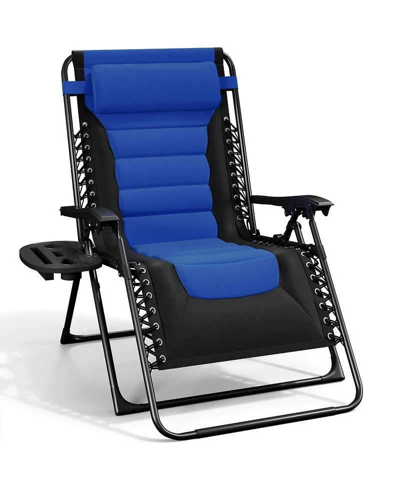 Nestl Padded Zero Gravity Chair - Extra Wide Outdoor Recliners with Adjustable Headrest, Lock-in Position & Cup Holder