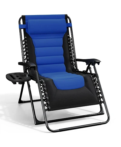 Nestl Padded Zero Gravity Chair - Extra Wide Outdoor Recliners with Adjustable Headrest, Lock-in Position & Cup Holder