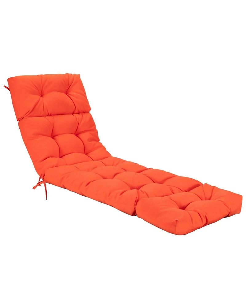 Gymax 73-inch Chaise Lounge Cushion Thickened Recliner Cushion w/ 4 String Ties