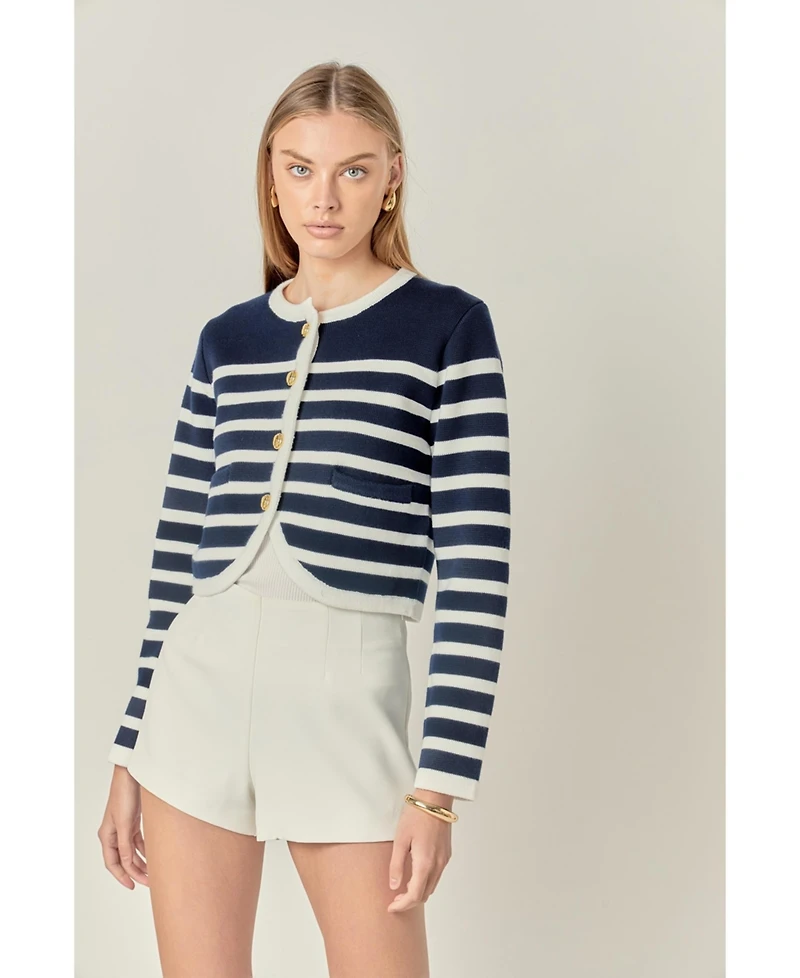 English Factory Women's Stripe Cardigan