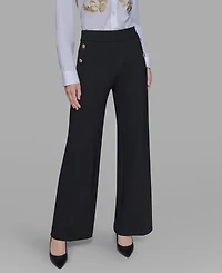 Karl Lagerfeld Paris Women's Petite Silky Straight-Leg Pull-On Pants
