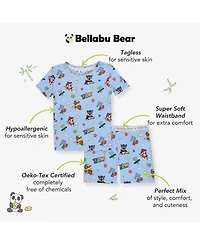 Bellabu Bear Unisex Paw Patrol: Varsity Blue Kids 2-Piece Short Sleeve & Shorts Pajama Set