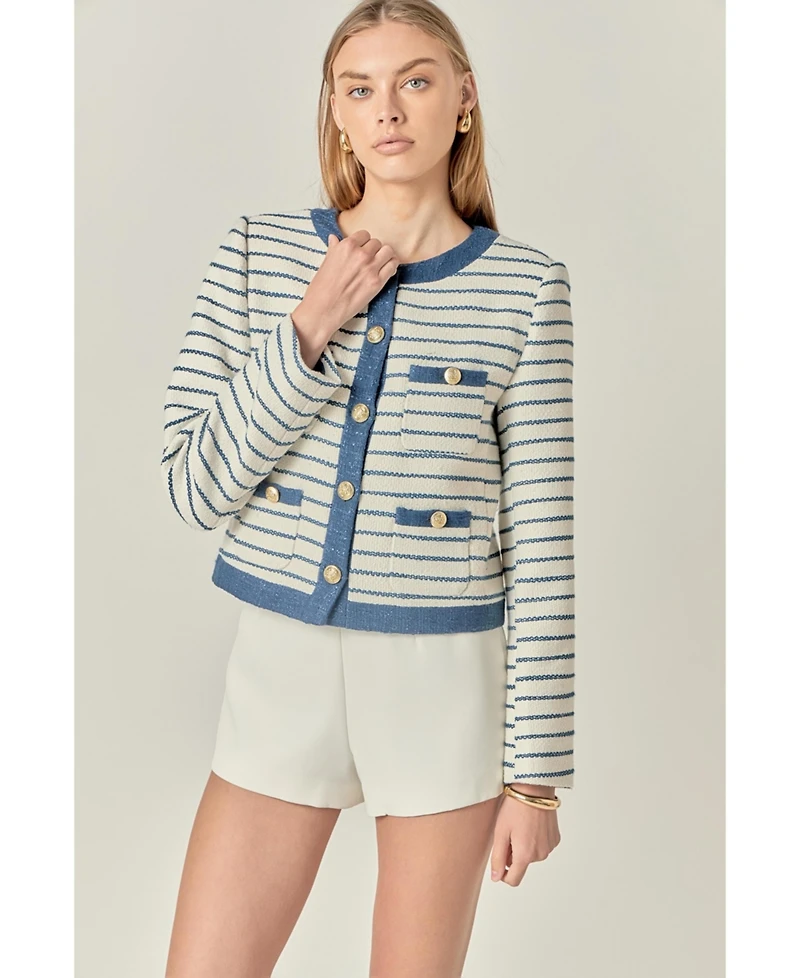 English Factory Women's Boucle Banded Fitted jacket