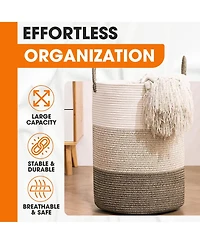 Cheer Collection Large Laundry Hamper (15x19.7") - 3 Tone Tan