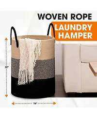 Cheer Collection Large Laundry Hamper (15" x 19.7") - 3 Tone Black/Gray/Tan