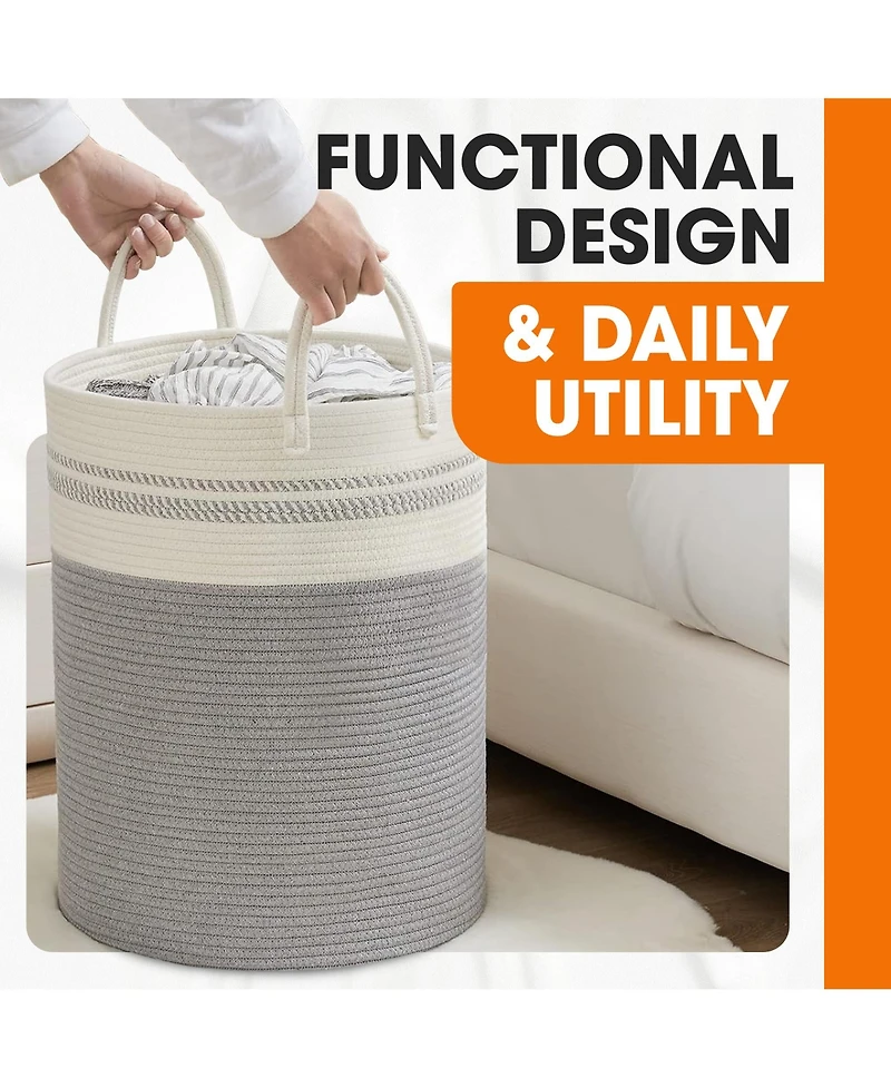 Cheer Collection Large Laundry Hamper (15" x 19.7