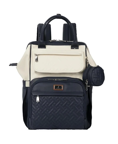 BabbleRoo Premium Faux Leather Diaper Bag Backpack Spacious & Stylish Nappy Organizer Light Brown