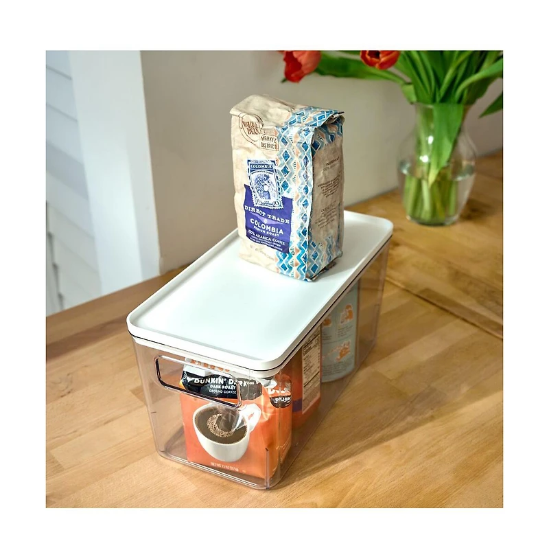 iDesign Pantry Bin with Lid for Kitchen - Set of 3 - Clear/White