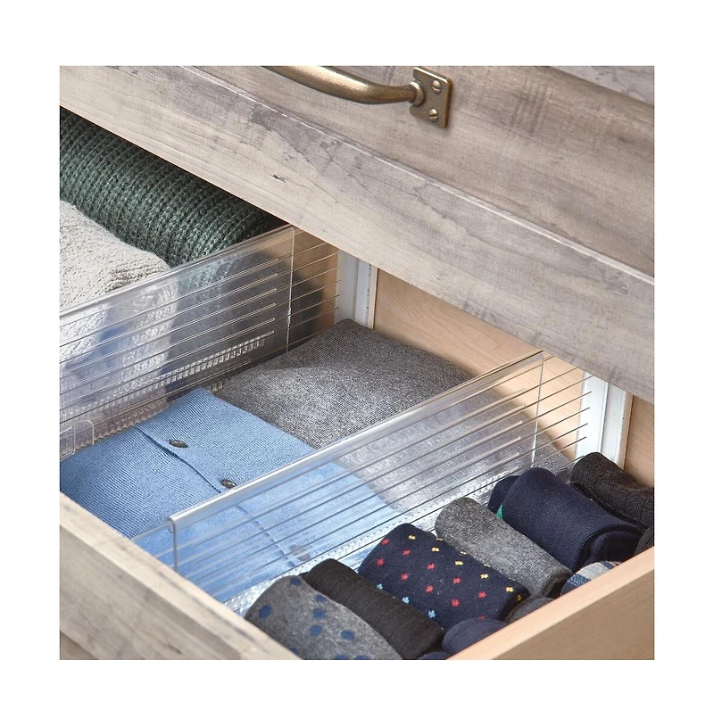 iDesign Expandable Plastic Deep Drawer Dividers - Set of 2 - Clear