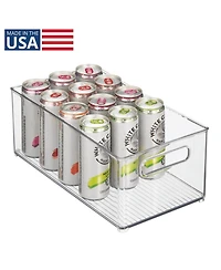 iDesign Plastic Stackable Fridge Bin with Handles, Clear, Made in Usa