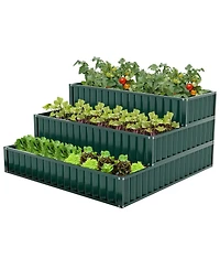 3-Tier Raised Garden Bed,47" x 47" 24" Metal Outdoor Elevated Planter Box