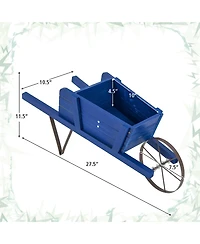 Gymax Wooden Wagon Planter Decorative Indoor/Outdoor Rustic Flower Cart w/Wheel