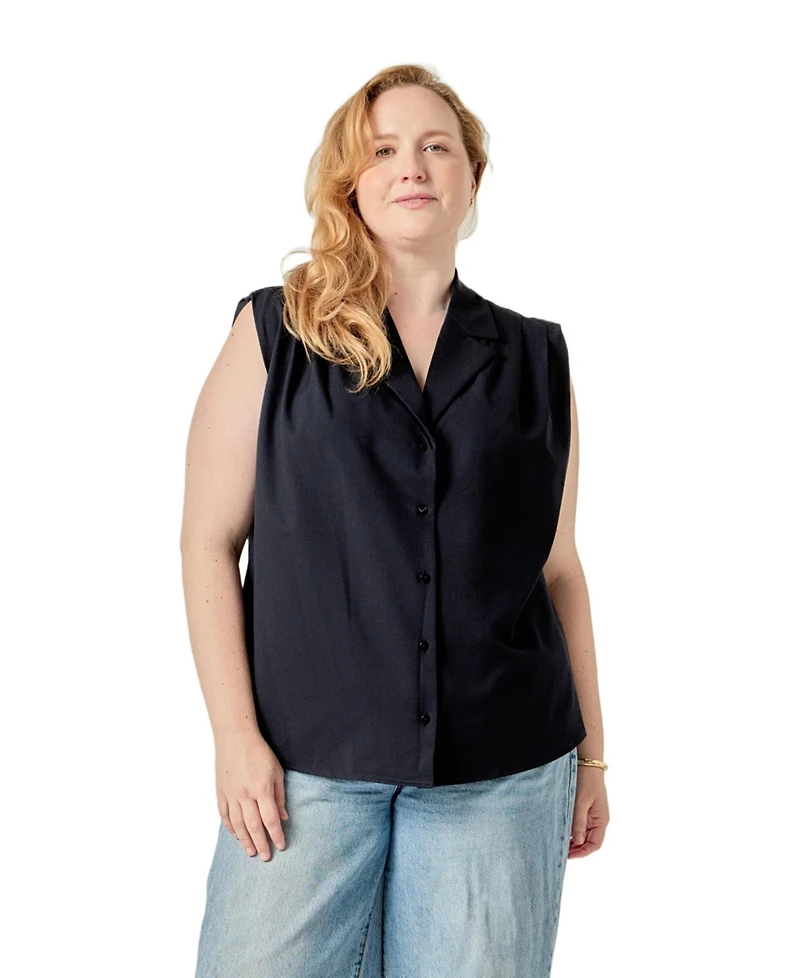 English Factory Women's Pleated Sleeveless shirt top