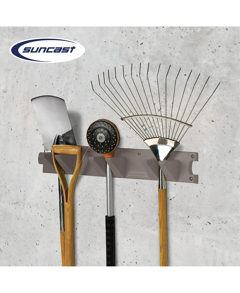 Suncast 2 Foot Wall Mount Long Handled Garden Tool Hanger Organizer (2 pack)