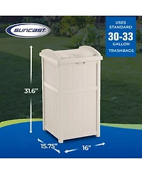 Suncast 30-33 Gallon Deck Patio Resin Garbage Trash Can Hideaway, Taupe (2 Pack)