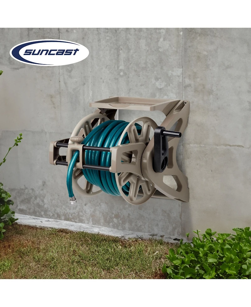 Suncast Slide Trak Hose Handler Wall Mounted 175' Garden Hose Reel, Reel Only