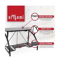Origami Multi Purpose Folding Wooden Office Computer Furniture Table Desk, Black