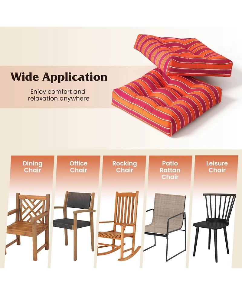 Gymax Set of 4 21'' x 21'' Chair Seat Cushion Pads Patio