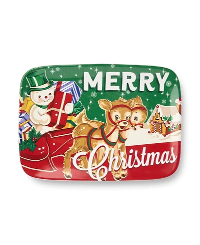 Certified International Santa's Retro Christmas Rectangular Platter