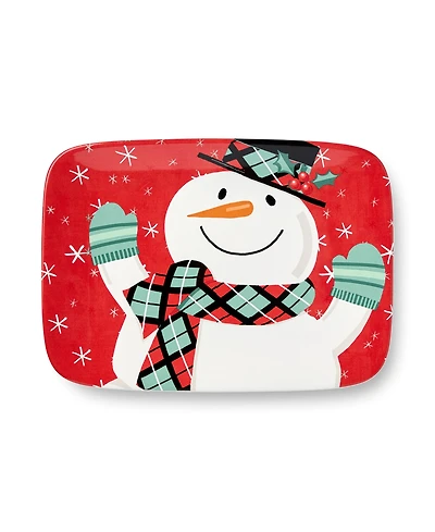 Certified International Christmas Whimsy Snowman Rectangular Platter
