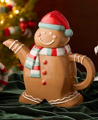 Certified International Christmas Whimsy Gingerbread 3-d Teapot