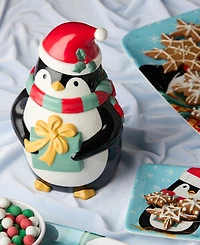 Certified International Christmas Whimsy Penguin 3-d Cookie Jar