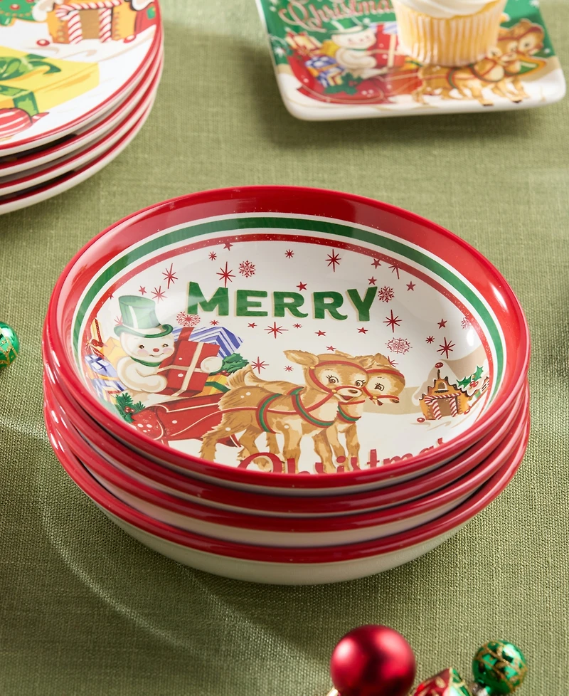 Certified International Santa's Retro Christmas Soup Bowls, Set of 4