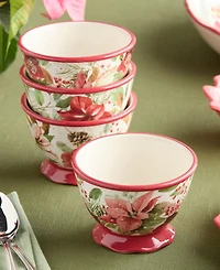 Certified International Winter Blooms Ice Cream Bowls, Set of 4