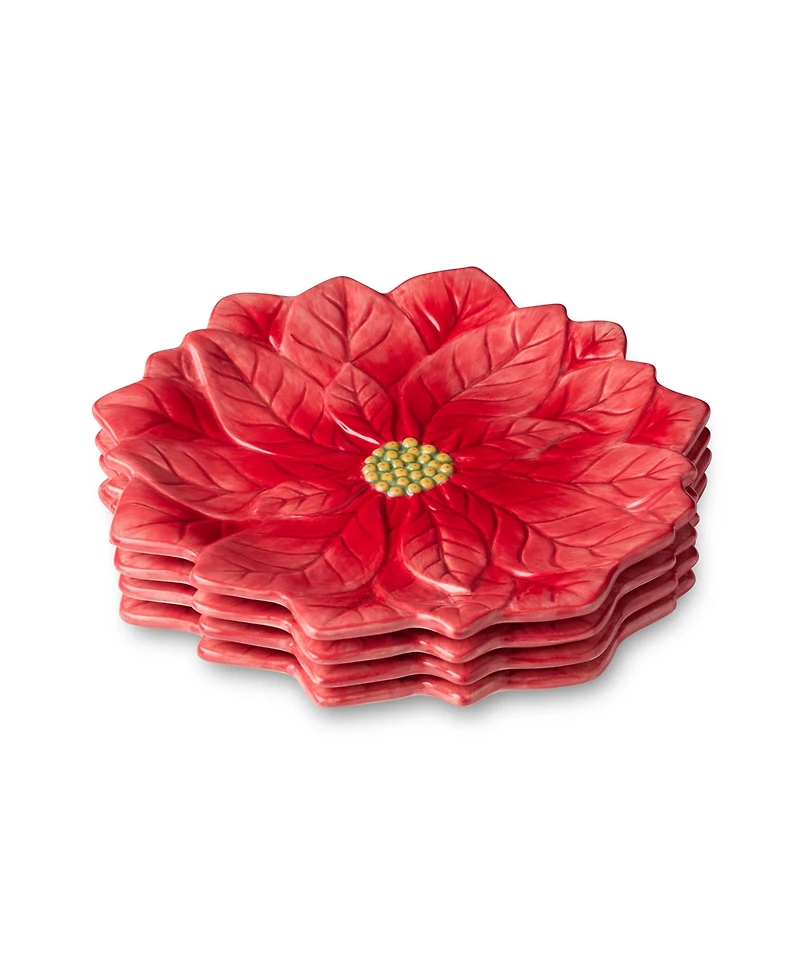Certified International Winter Blooms Poinsettia Dessert Plates, Set of 4