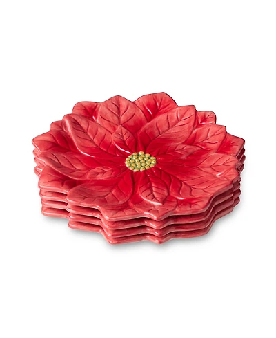 Certified International Winter Blooms Poinsettia Dessert Plates, Set of 4