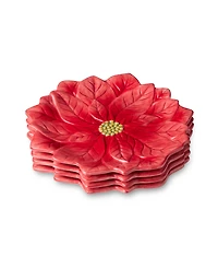 Certified International Winter Blooms Poinsettia Dessert Plates, Set of 4