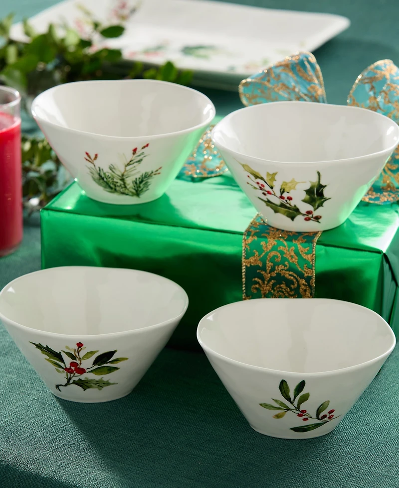 Certified International Holly Vines Ice Cream Bowls, Set of 4