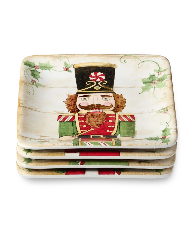 Certified International Nutcracker Parade Canape Plates, Set of 4