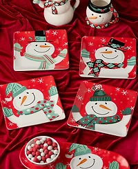 Certified International Christmas Whimsy Snowman Dessert Plates, Set of 4