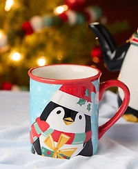 Certified International Christmas Whimsy Penguin Mugs, Set of 4