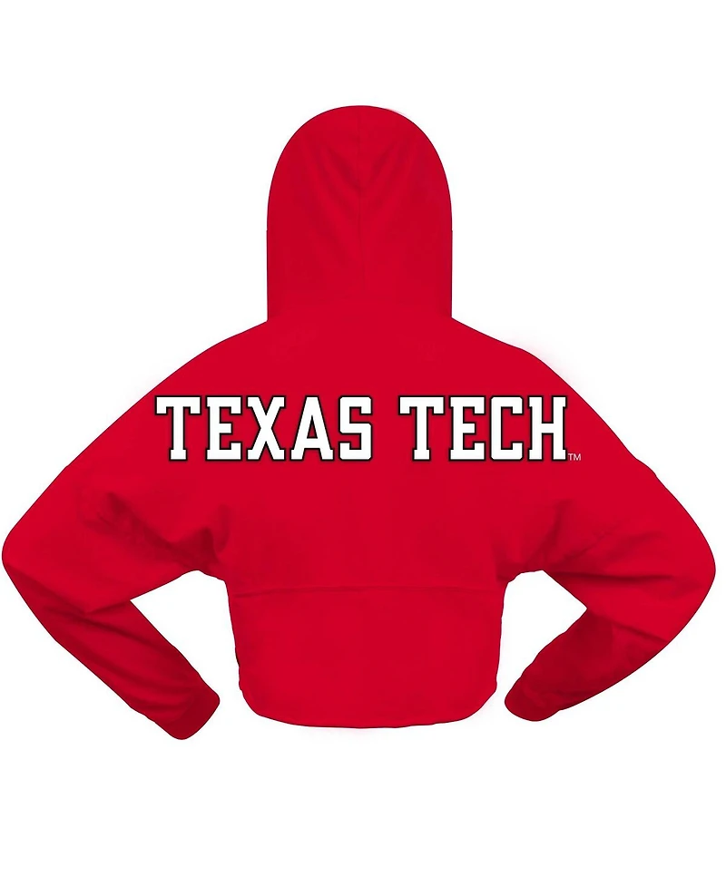 Spirit Jersey Women's Red Texas Tech Raiders Oversized Cropped Pullover Hoodie