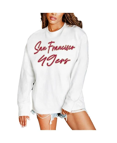 Gameday Couture Women's White San Francisco 49ers Classic Comeback Oversized Long Sleeve T-Shirt