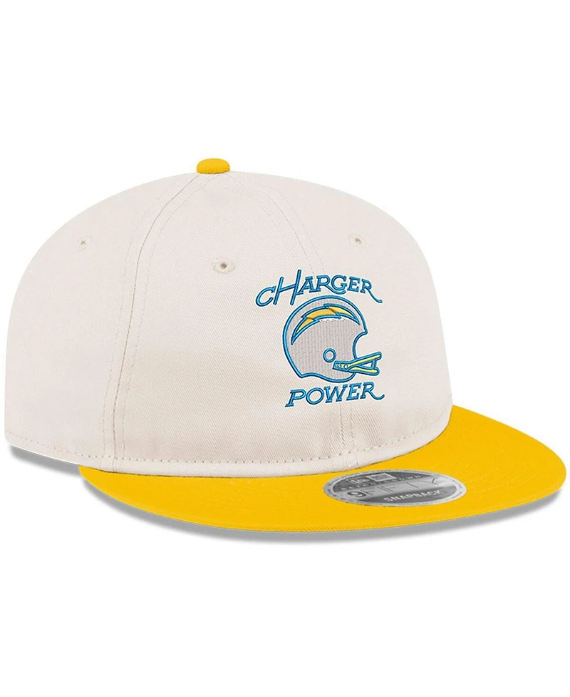 New Era Men's Cream/Gold Los Angeles Chargers Charger Power Retro Crown 9FIFTY Adjustable Hat