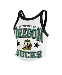'47 Brand Women's White Oregon Ducks Energize Sporty Cropped Racerback Tank Top