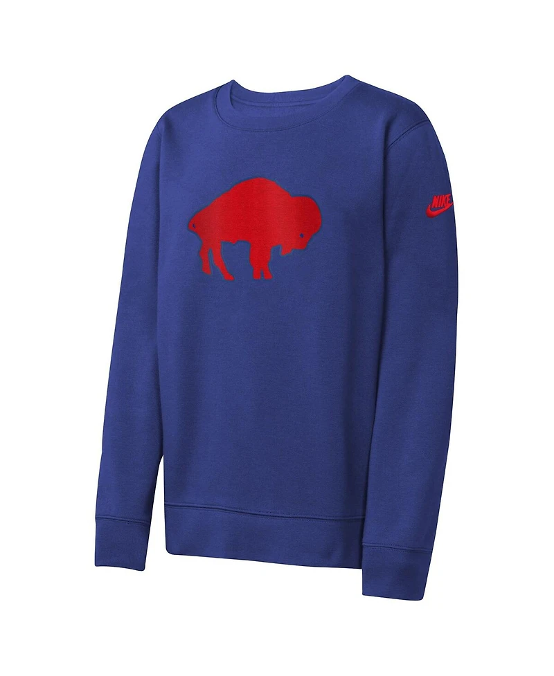 Nike Big Boys and Girls Royal Buffalo Bills Rewind Essential Pullover Crewneck Sweatshirt