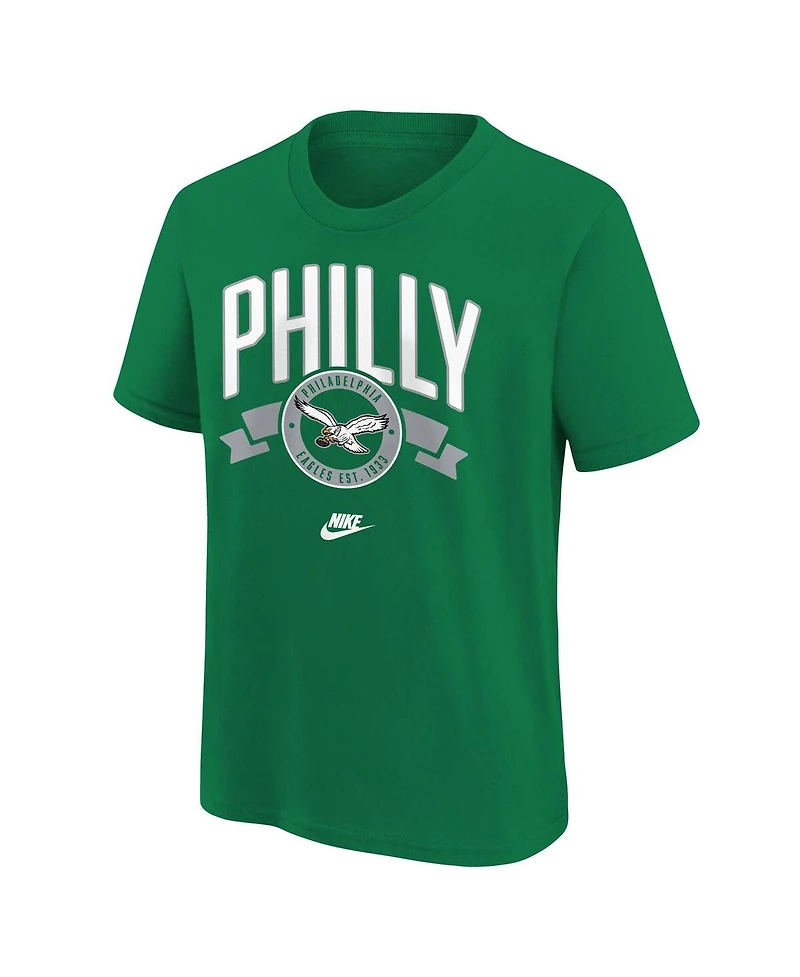 Nike Big Boys and Girls Kelly Green Philadelphia Eagles Rewind Front Back Essential T-Shirt